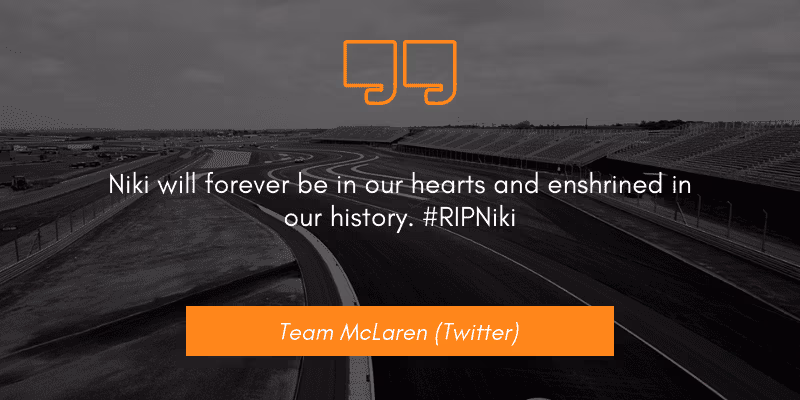 Team McLaren (Twitter) niki lauda dies