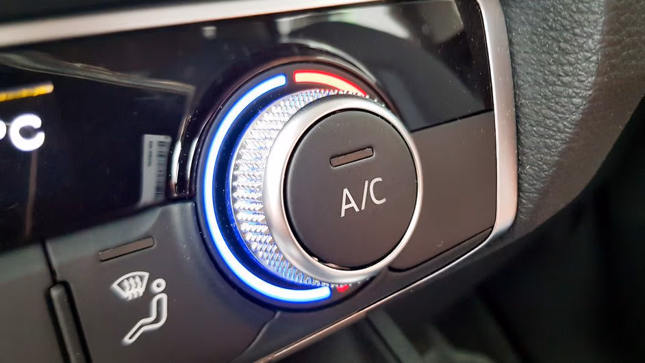 Car air conditioning and heater control panel in a modern vehicle