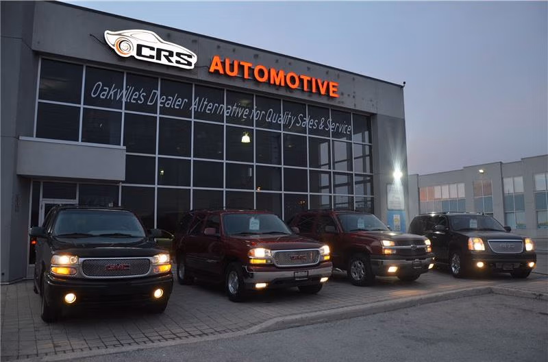 CRS Automotive service centre exterior with signage in Hamilton area