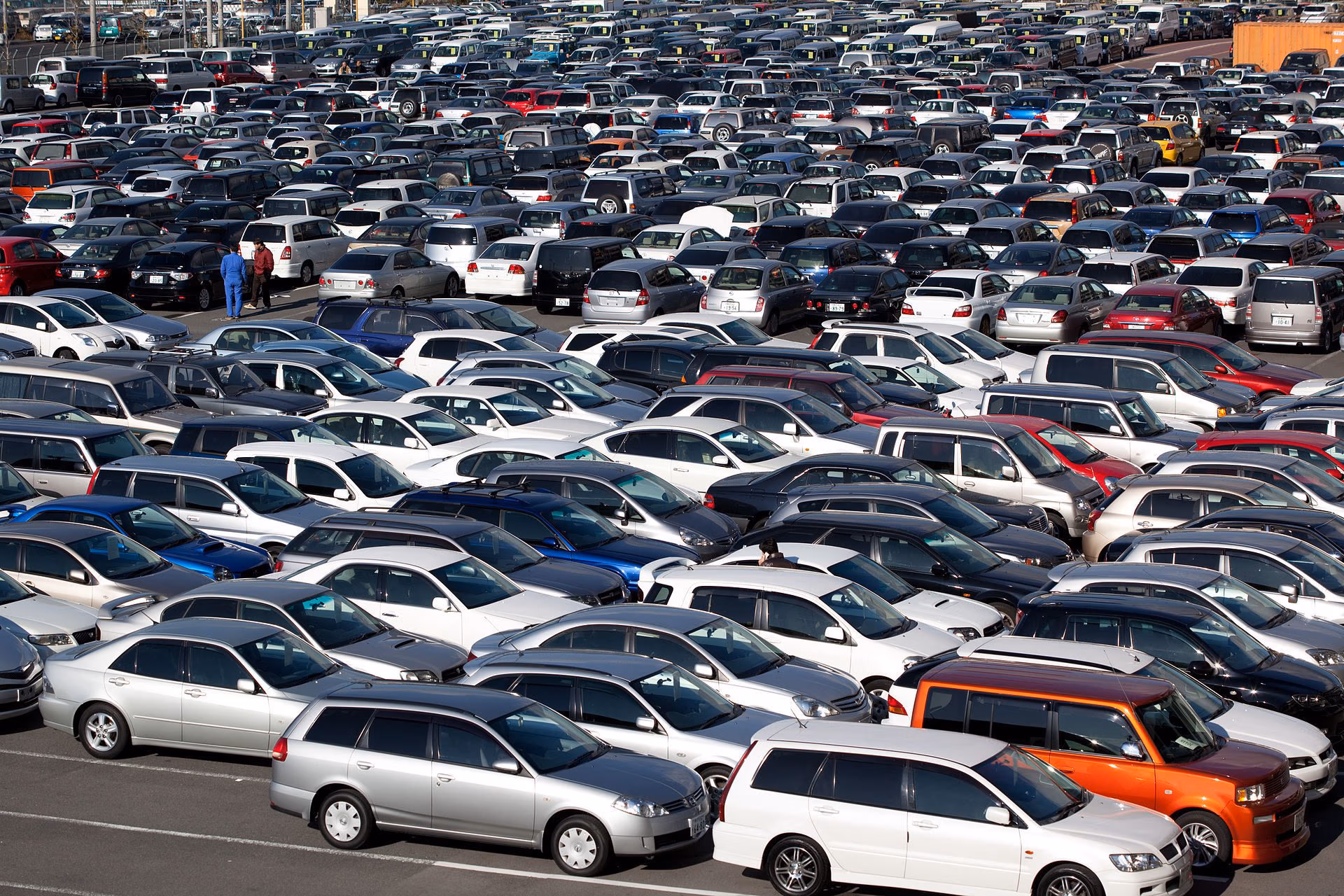 CRS Automotive service centre parking lot in Hamilton with vehicles awaiting maintenance