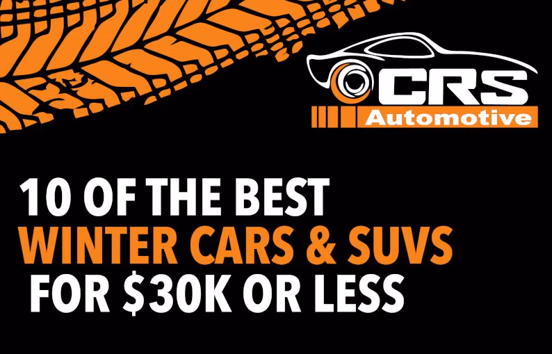 CRS Automotive infographic about vehicle services and winter car choices in Hamilton