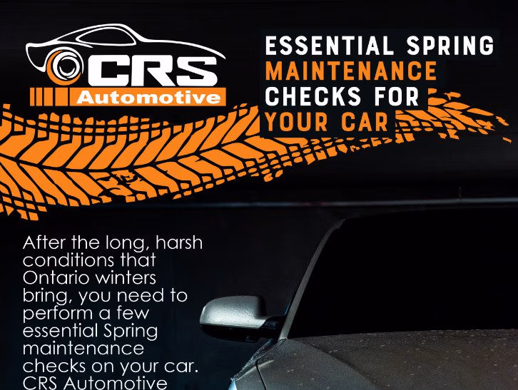 Infographic checklist for essential spring vehicle maintenance by CRS Automotive in Hamilton