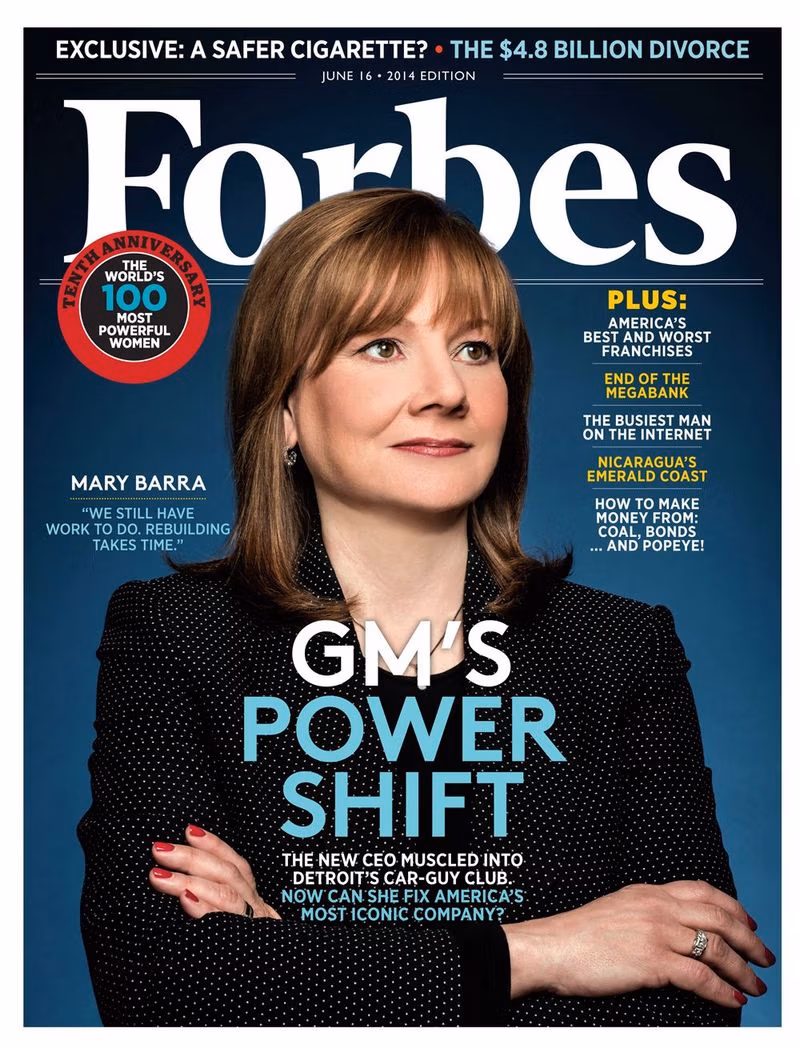 Mary Barra portrait on 2014 Forbes cover