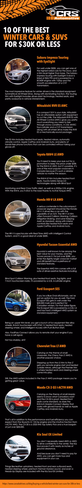Used winter cars and SUVs available at CRS Automotive in Hamilton