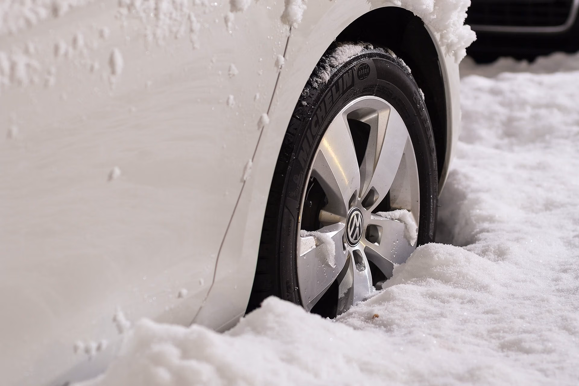 Winter tires on a vehicle ready for snowy roads in Hamilton